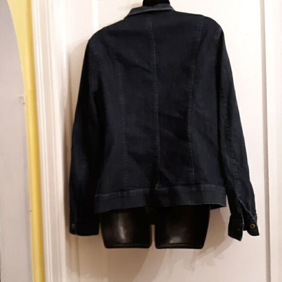 Coldwater Creek dark blue jean snap jacket - Picture 5 of 8